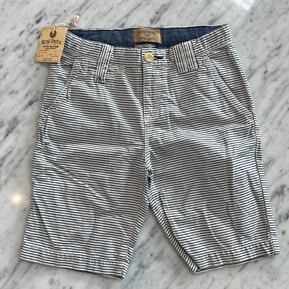 New Boys Rose Pistol Blue and White Stripe Shorts